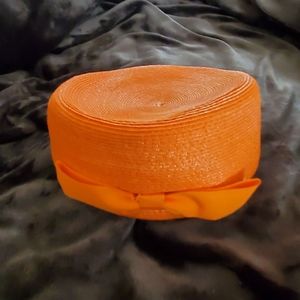 Vintage Mary Arden Fashions orange straw hat